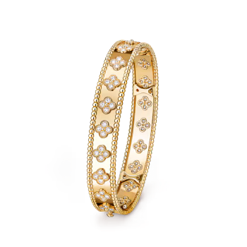 Perlée clovers bracelet, 18K yellow gold, diamonds. Perlée collection, Éloi & Avel.
